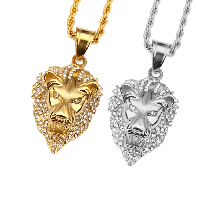 Цепочка с подвеской в виде головы льва стиле хип хоп|Подвески| |