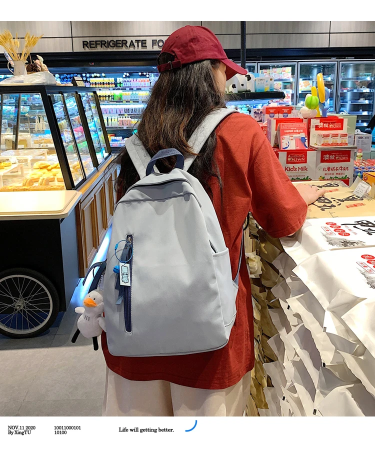 

Fashion Backpack Canvas Women Backpack Anti-theft Shoulder Bag New School Bag For Teenager Girls Pure Color Casual Backpack