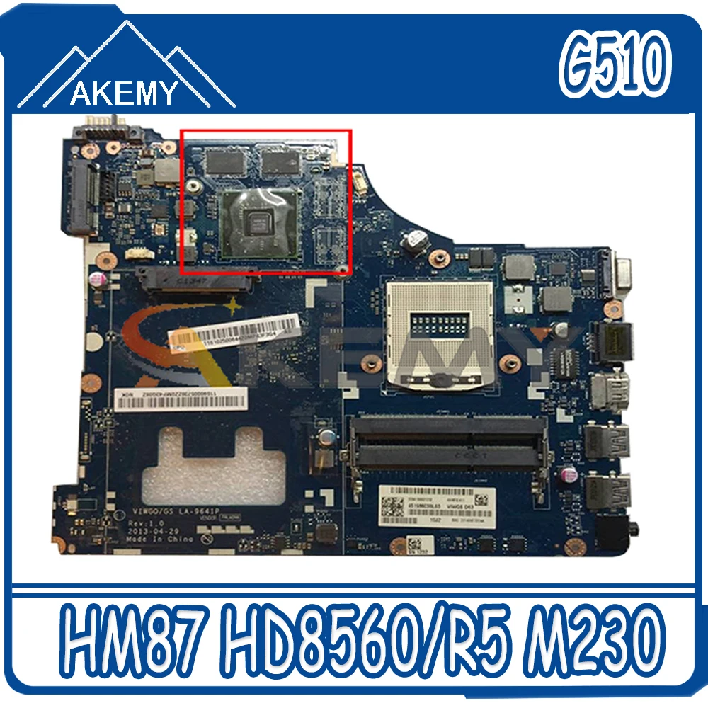 

Akemy VIWGQ/GS LA-9641P Motherboard For Lenovo G510 Laptop Motherboard PGA947 HM87 Graphics Card HD8560/R5 M230 100% Test Work