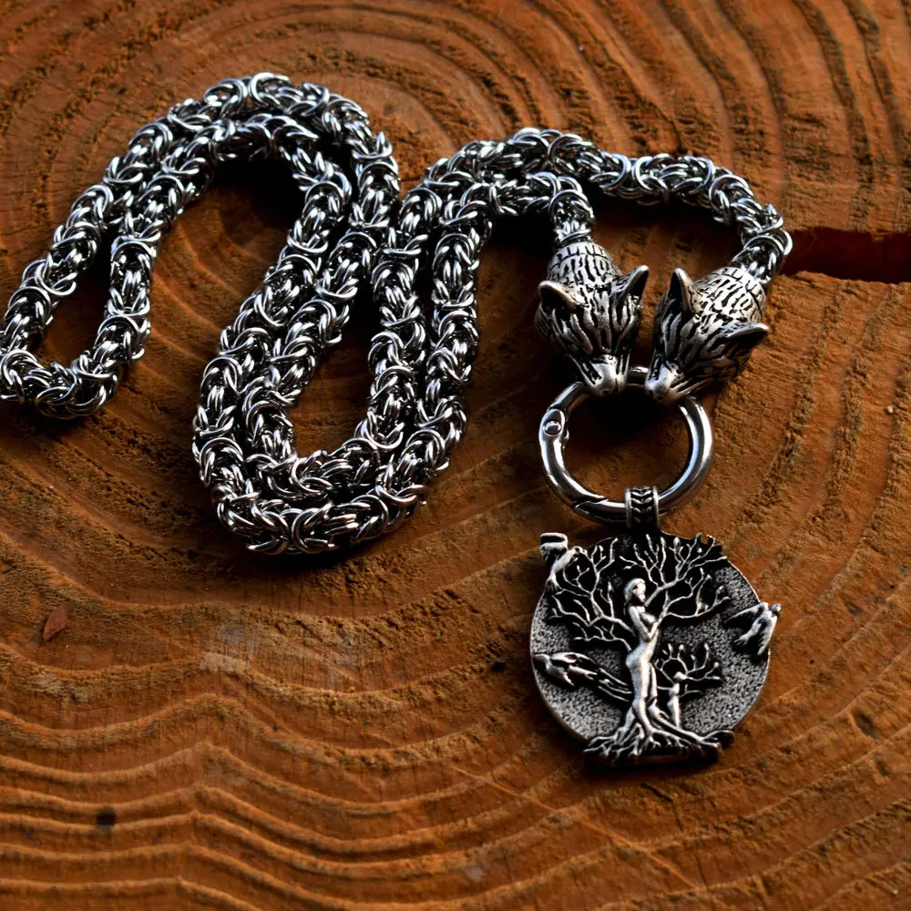 SanLan 1 шт. цепь из нержавеющей стали Norse wicca pagan Wings to fly Roots to Grow tree of life ожерелье