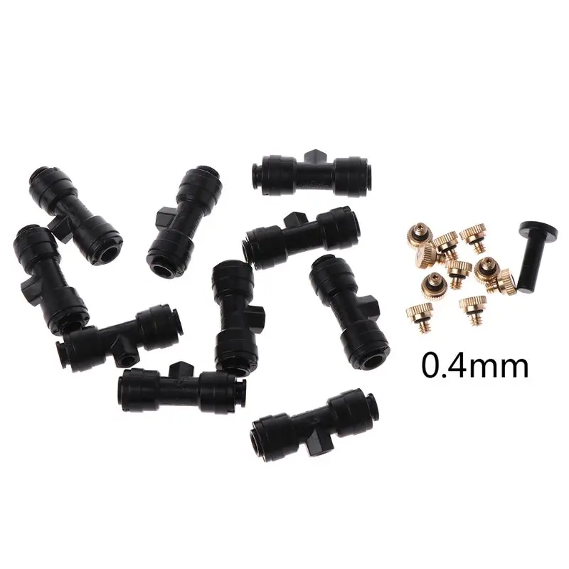 

1Set 1/4" Tube Low Pressure Quick Connect Nozzle Slip Lok Misting Nozzle with Tee Connectors Pipe Fittings for Outdoor