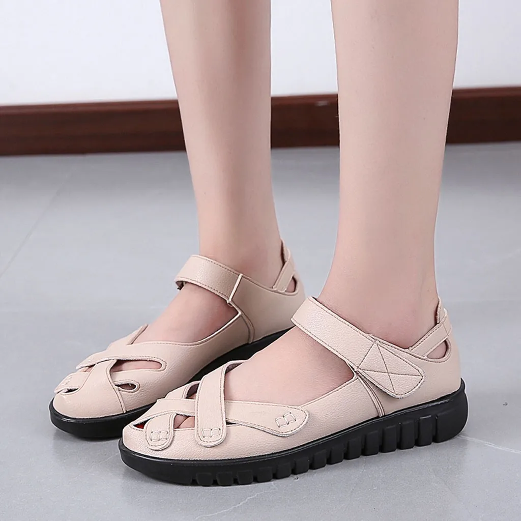 Женские мягкие сандалии на танкетке Нескользящие открытые обувь в римском стиле