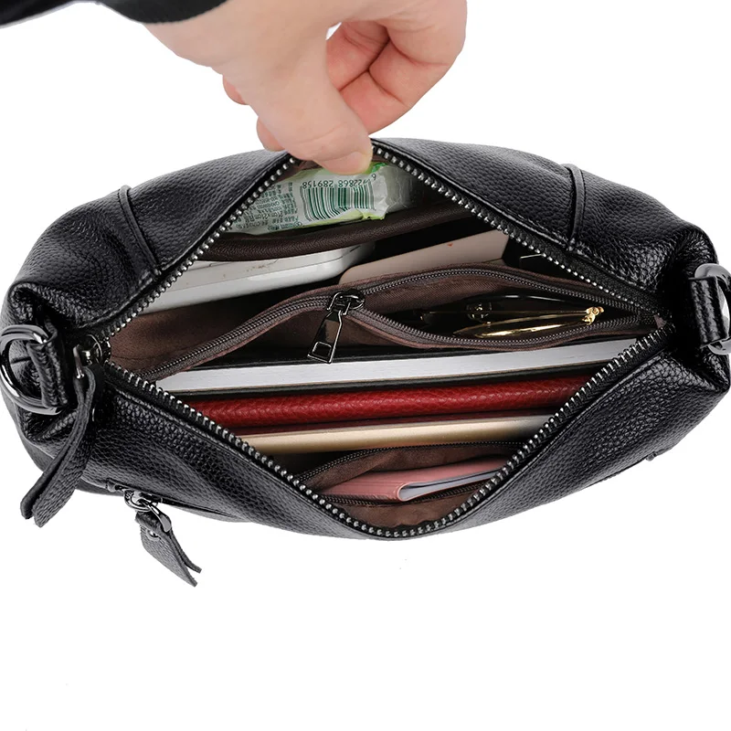 

Simple Solid Color Handbags for Women High Capacity Messenger Bag Trendy Lychee Pattern Crossbody Bag Soft Leather Shoulder Bags