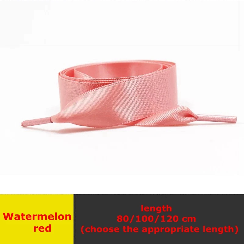 Watermelon red 1 пара атласные шелковые Ленточные шнурки для обуви Женские Романтические белые шнурки для отдыха на открытом воздухе шнурки 80 см/100 см/120 см - Цвет: Watermelon red