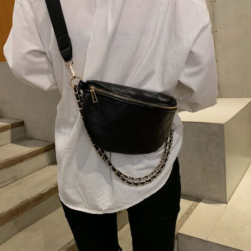 

Chain Women's Waist Bag High Capacity Fanny Pack Shoulder Crossbody Banana Chest Bags Designer Luxury Belt Bag Female Hip Purse