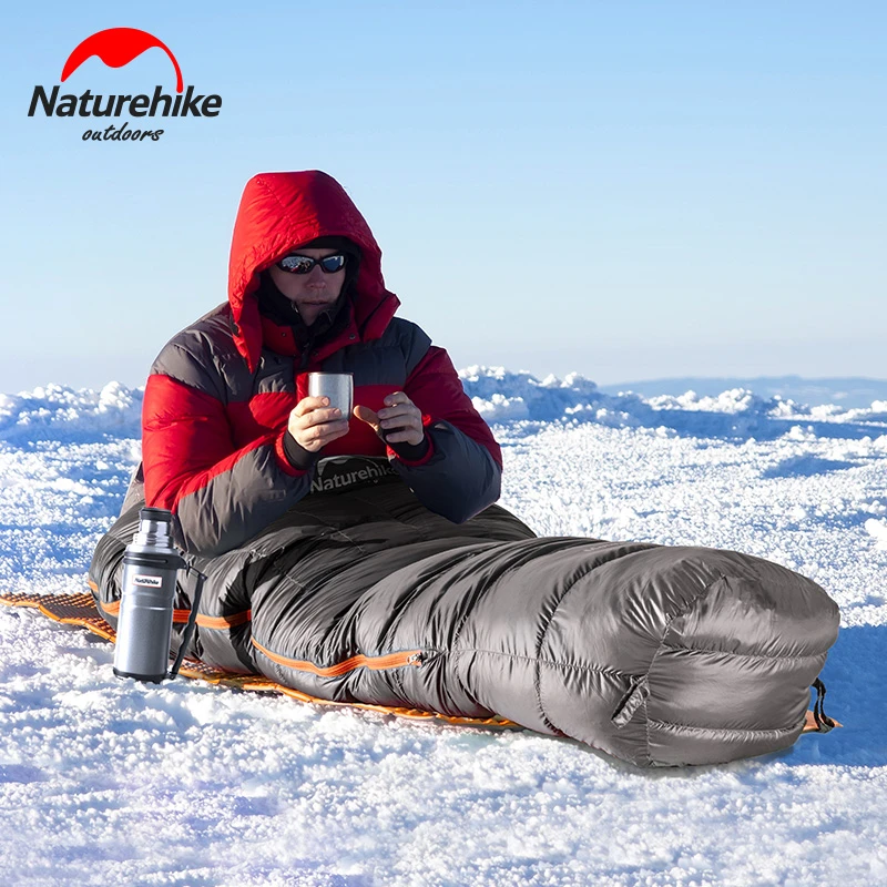 Naturehike легкий одиночный зимний гусиный пух компактный спальный мешок для кемпинга водонепроницаемый для холодной погоды Мумия походный спальный мешок