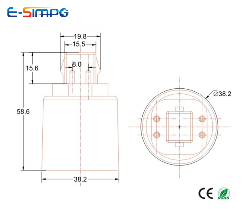 500 шт. GX24Q G24Q к E27 адаптер универсальный GX24Q-3 к E26 4Pin CFL к винту светодиодный держатель цоколя лампы нужен балласт