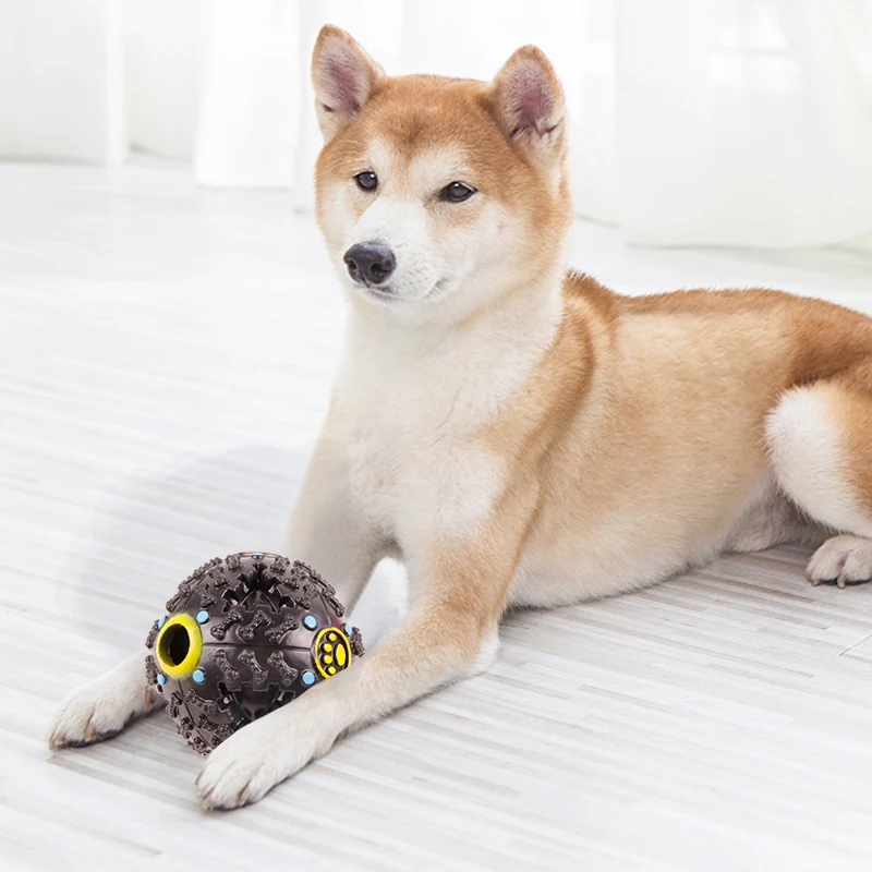 

Multi-Purpose IQ Treat Ball Dog Toy Squeak Pet Interactive Food Dispensing Ball Slow Feeder Pet Puzzle while Eating for Cat Dog