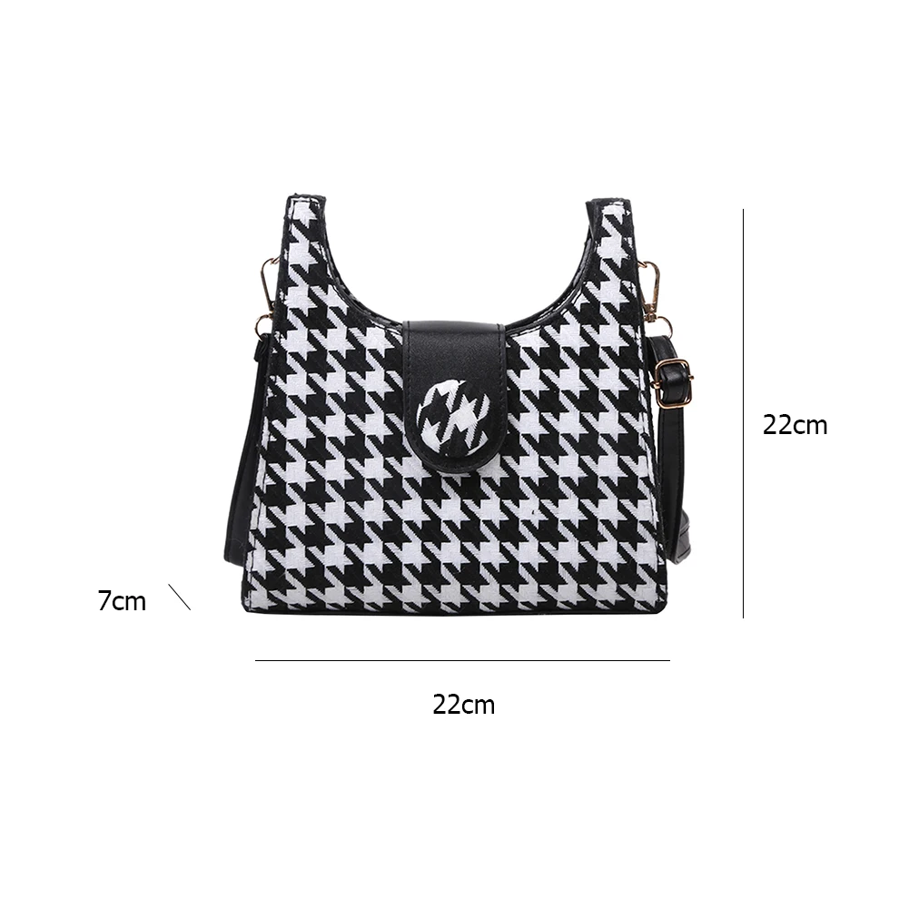 

Women Simple PU Leather Crossbody Bags Plaid Pattern Buckle Handbags Totes Purse Lady Fashion Travel Shoulder Messenger Pouch