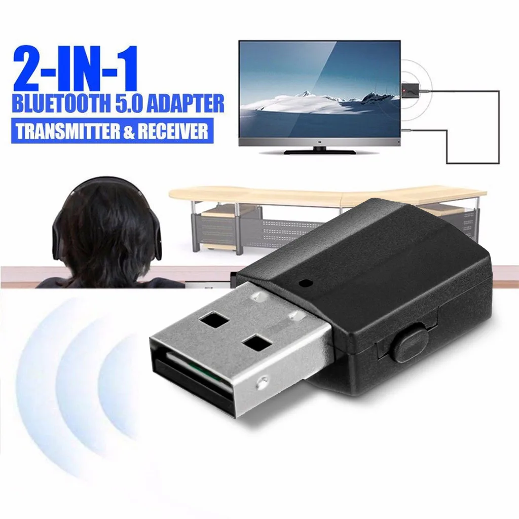 2 в 1 Bluetooth 5 0 адаптер USB приемник 3 аудио передатчик для ТВ/ПК ноутбука наушников