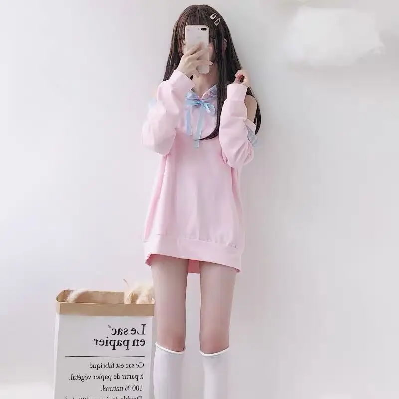 Женские толстовки в Корейском стиле kawaii простые повседневные Универсальные