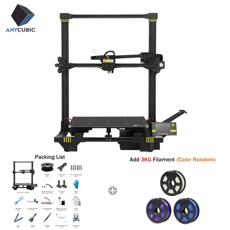 Chiron --Add 3KG ANYCUBIC чугун 3d принтер Плюс Размер TFT автоматическое выравнивание экструдер двойной Z Axisolor Impressora 3D 3 д принтер комплект самодельный гаджет 3d Drucker 3д принтер - Цвет: Chiron --Add 3KG