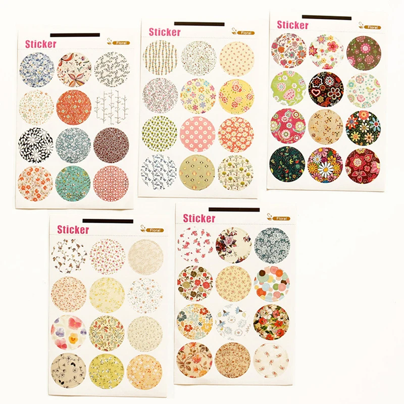 

60Pcs Floral Stickers Paper Label Stickers Scrapbooking Wedding Envelope Seals Handmade Home Decoration Sticker