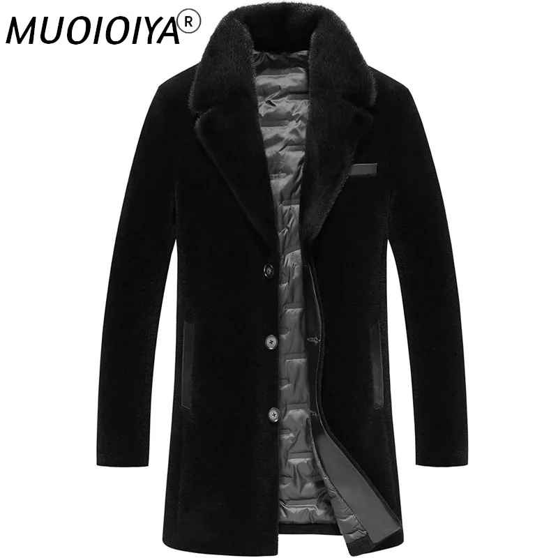 

MUOIOYIA 2022 Winter Men's Fur Coat Big Warm Mink Fur Collar Coats Sheep Shearing Jacket White Duck Down Jackets Jaquetas Gmm413