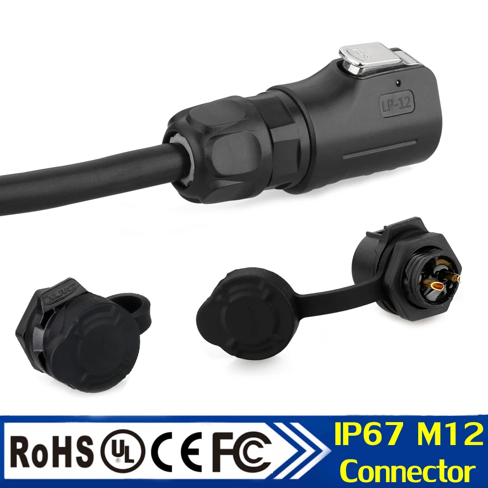 M12 панельный медицинский промышленный наружный водонепроницаемый IP65/IP67 кабель