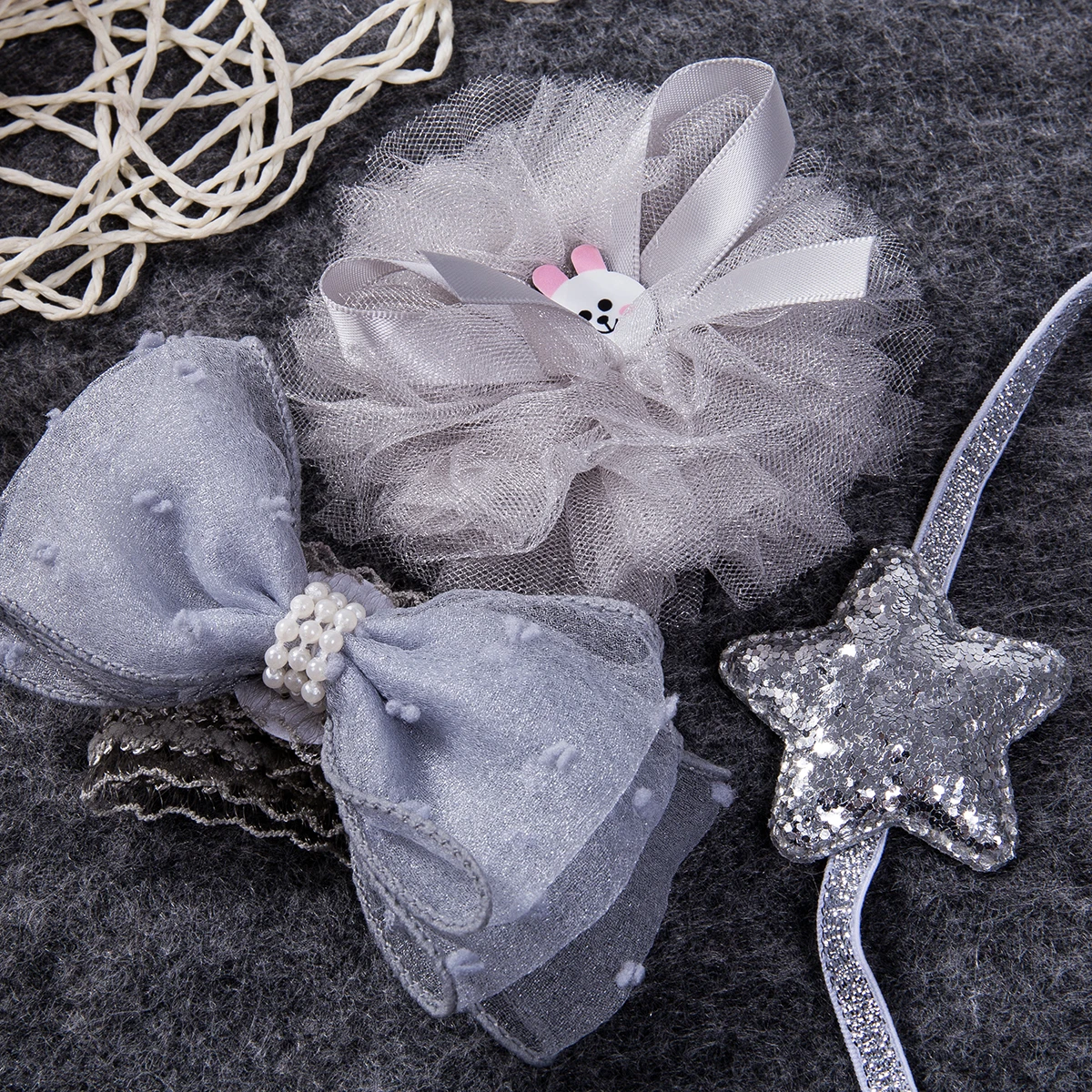 Детские аксессуары 3 шт./компл. Кружевная повязка на голову с цветами для девочек