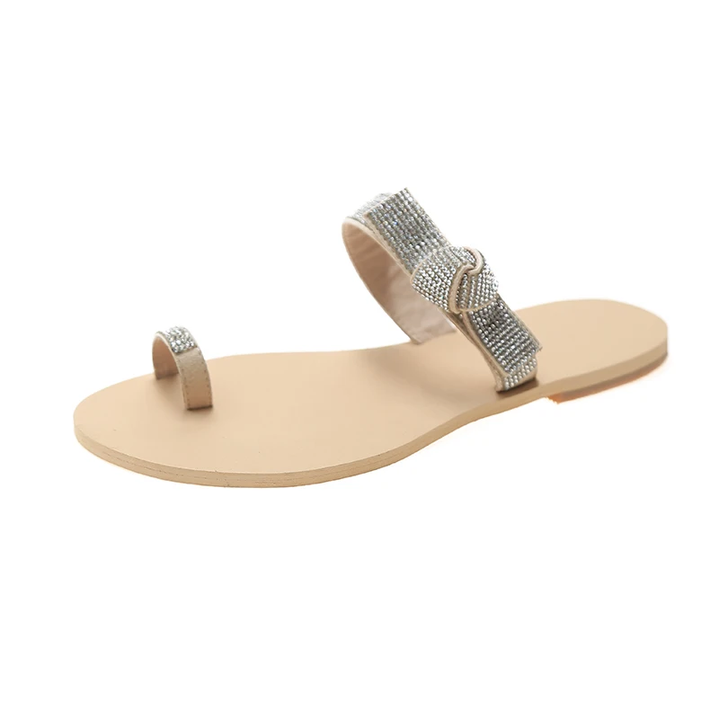 

Women's shoes slippers outdoor 2020 new summer fashion square buckle rhinestone clip toe thick bottom beach shoes