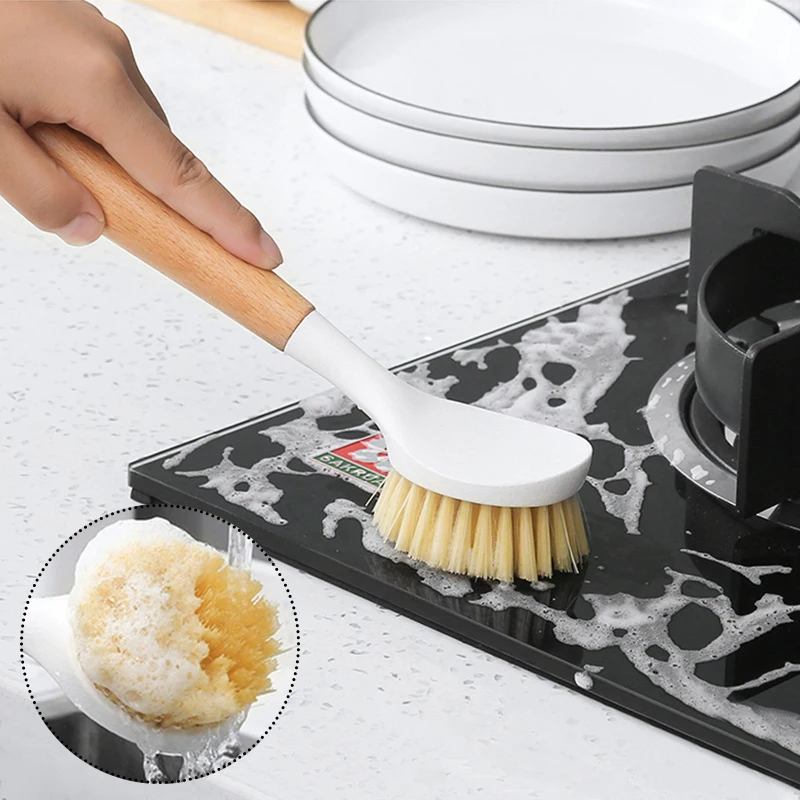 

1 PC Eco-Friendly Cleaning Brush Kitchen Utensil Cleaning Brush Long Handle Can Be Hung Pot Wash Brush Kitchen Accessories