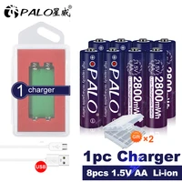 palo 100 original 2800mwh 1 5v aa li ion battery aa 1 5v lithium li ion rechargeable battery bateria batteries for camera toy