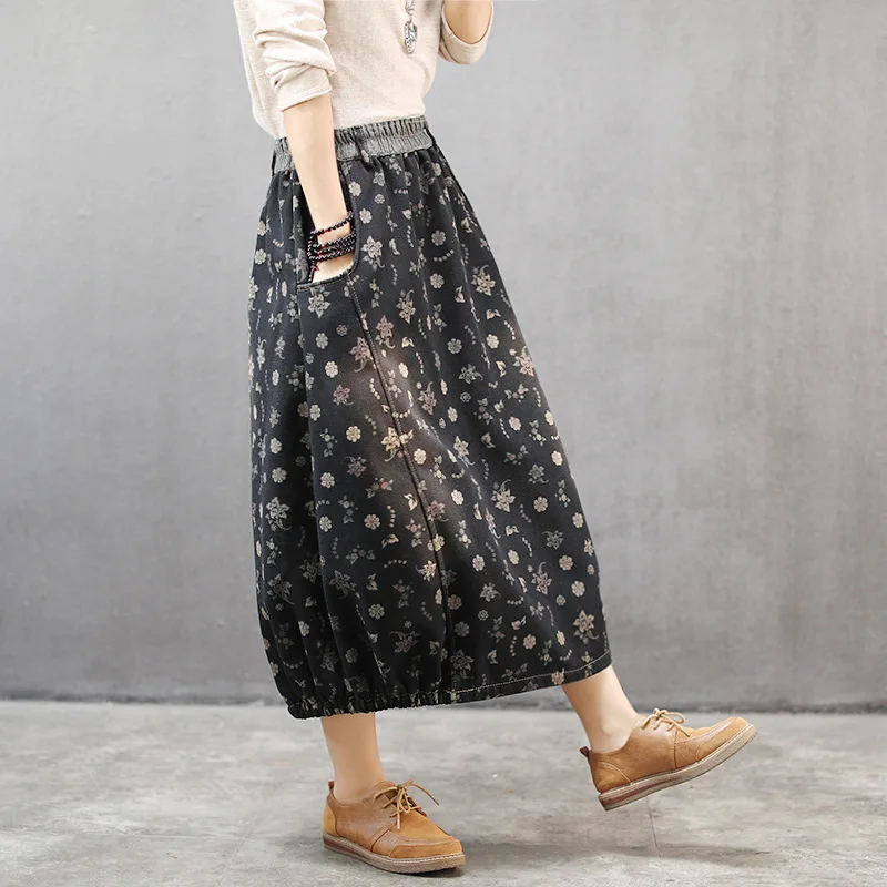 Джинсовая Вельветовая Толстая Ретро осенняя и зимняя новая флисовая юбка с