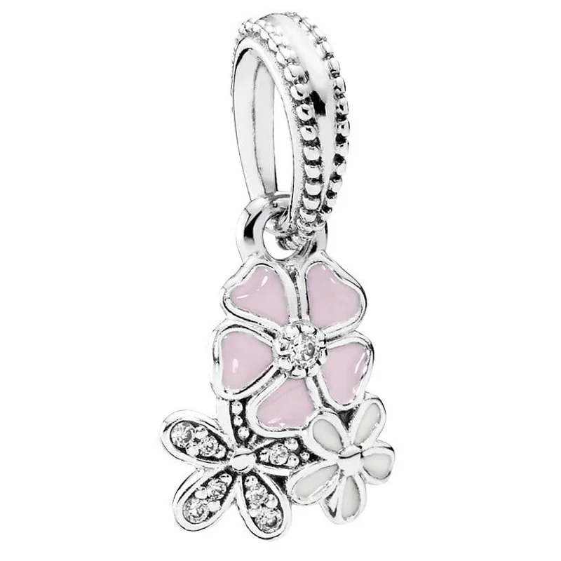 

Original Rose Gold Snowflake Frost With Crystal Daisy Flower Pendant Bead Fit Europe Bracelet 925 Sterling Silver Charm Jewelry