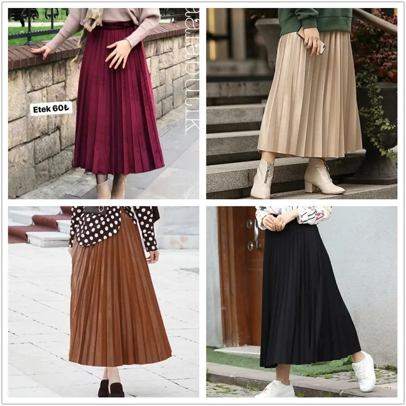 Женская юбка с завышенной талией плиссированная Однотонная в арабском стиле