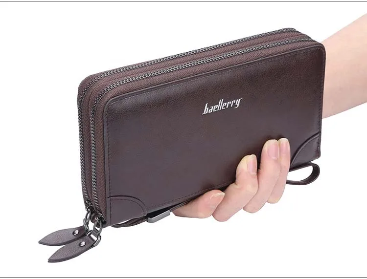 Деловой бренд Baellerry, длинный мужской кошелек, двойная молния, кошельки из искусственной кожи, кошелек для мужчин, клатч, мужской держатель для карт, сумка для телефона