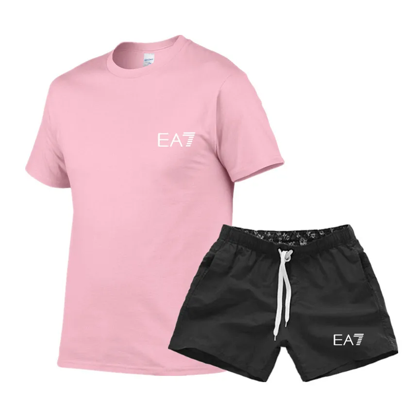 

Summer Casual Male Tracksuit Clothing Men Set Fitness Suit Sporting Suits Short Sleeve T Shirt + Shorts Quick Drying 2 Piece Set