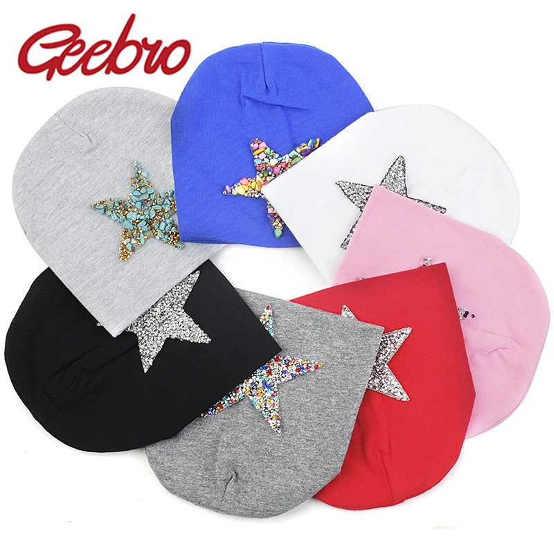 Geebro новорожденный стразы звезда Весенняя шляпа для младенцев зимняя теплая