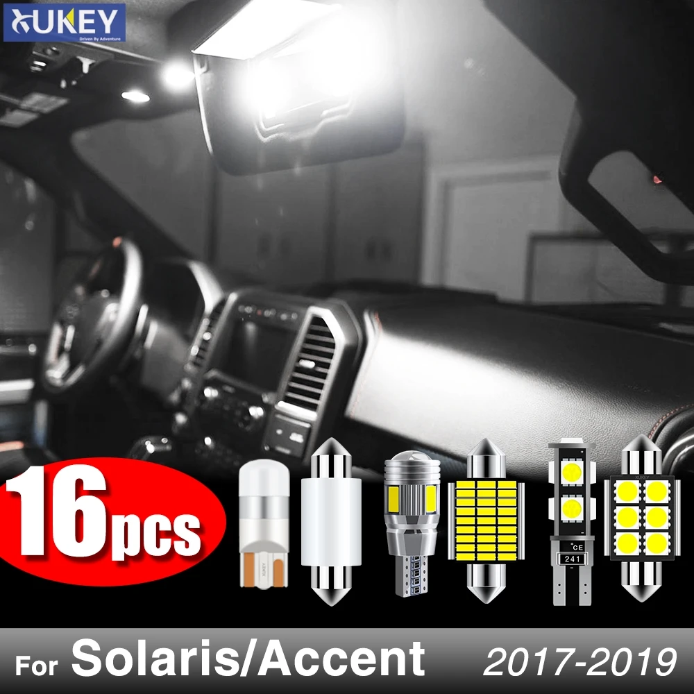 Xukey 16x комплект внутренней светодиодной подсветки для Hyundai Accent Solaris 2017 2019 Brake BAY15D 1157