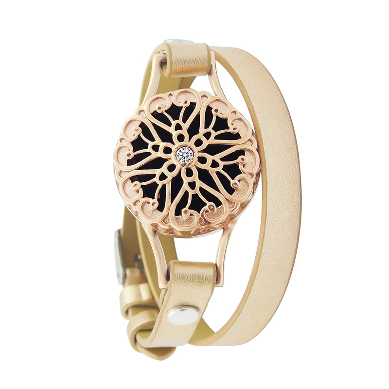 Rose Gold BLRGD004 25 мм диффузорный магнит розовое золото натуральная кожа медальон с ароматом браслет из нержавеющей стали эфирные масла Ароматерапия медальон браслет - Окраска металла: Rose Gold BLRGD004