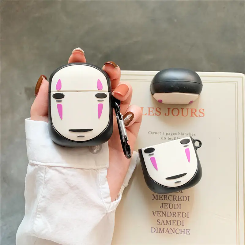 3D милый каваи аниме мультфильм Тоторо Безликий человек чехол для Airpods 1 2 без лица человек беспроводной наушники крышка с палец кольцо ремень