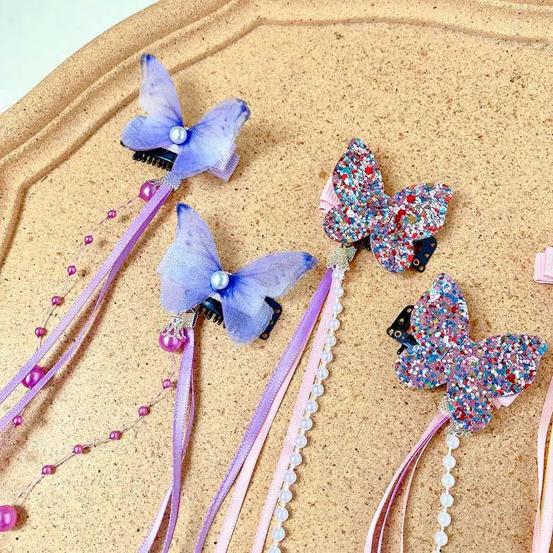 

2Pcs/Set Baby Girls Cute Sweet Shiny Butterfly Flower Bow Ornament Hair Clips Children Lovely Hairpins Kids Hair Accessories
