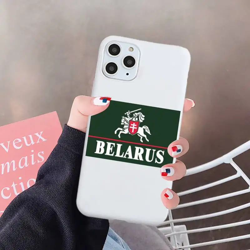 

Republic Belarus National flag Phone Case Candy Color for iPhone 6 7 8 11 12 s mini pro X XS XR MAX Plus
