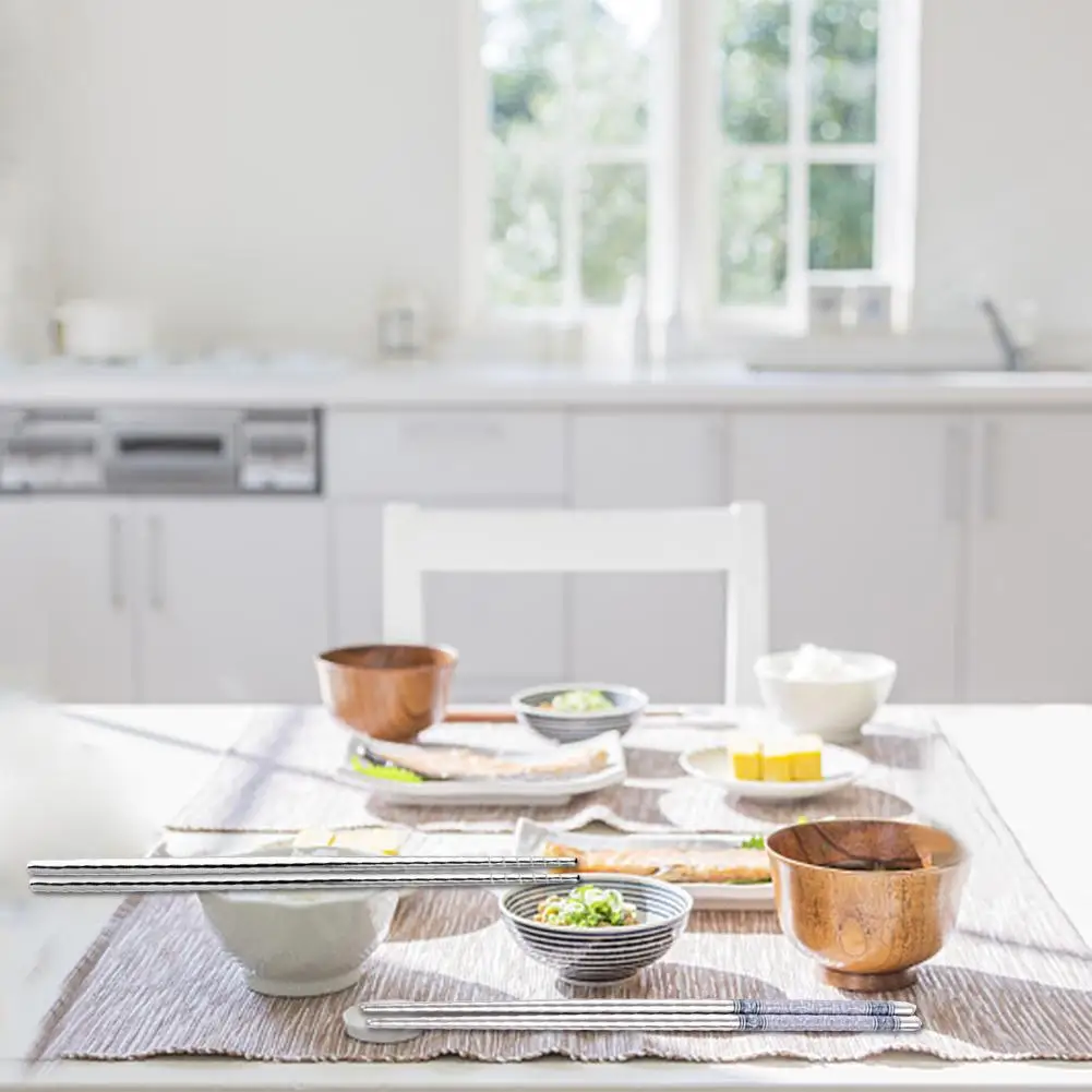 Китайские металлические палочки для еды Нескользящие из нержавеющей стали набор