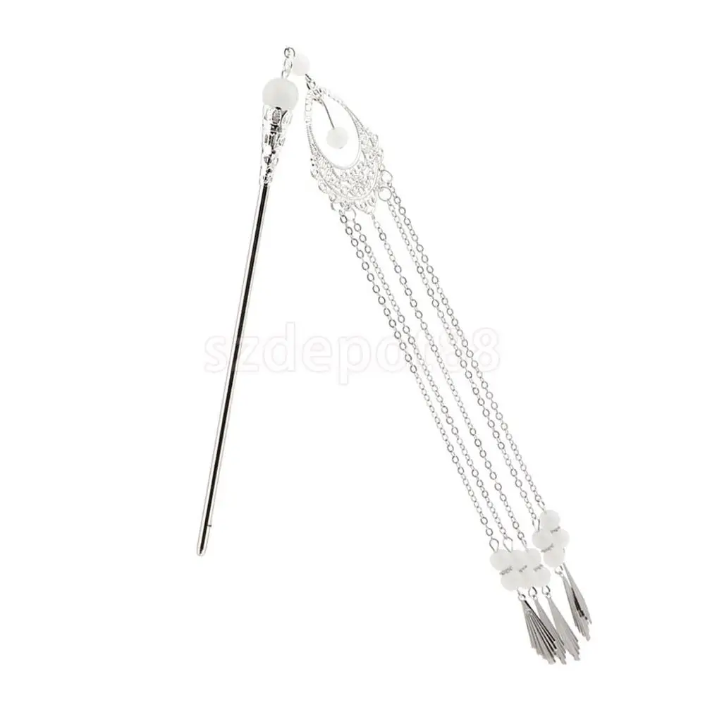 Винтажная Китайская традиционная палочка для волос TASSEL шаль булавка женский аксессуар для волос - Цвет: White