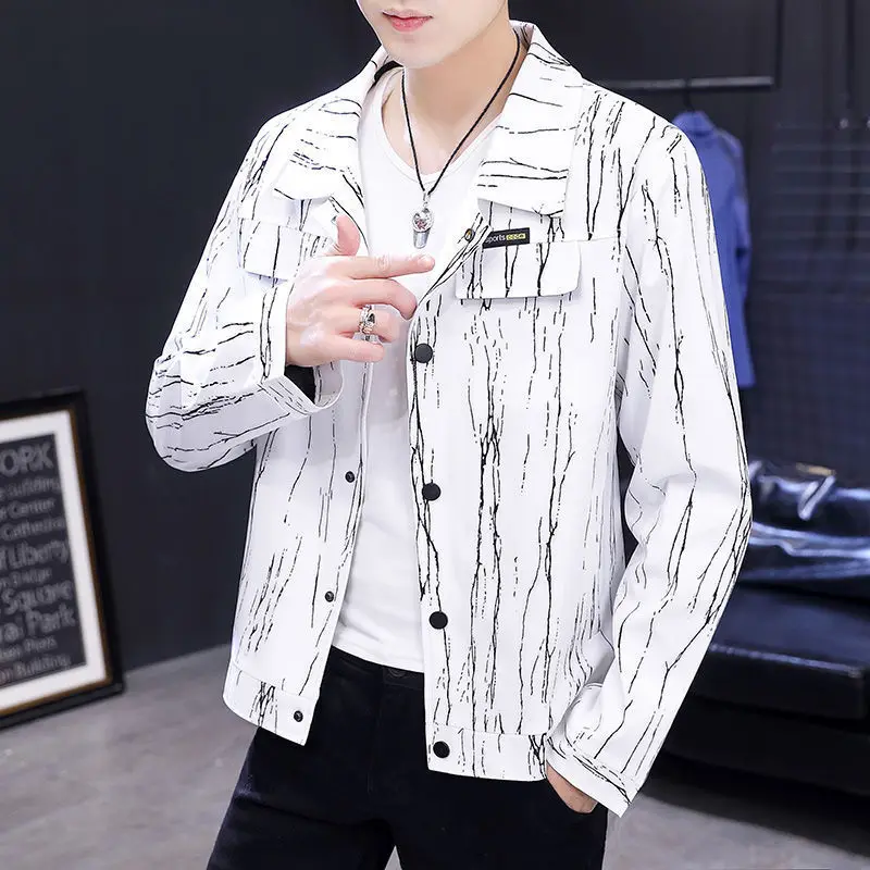 

Spring and Autumn New Men's Long-Sleeved Coat Top Youth Fashion Loose Korean Style Jacket Workwear Men's Jacket Autumn Clothing