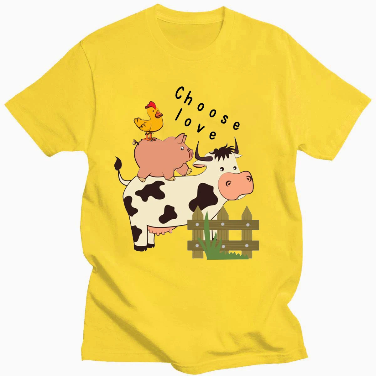 

Cute Duck Pig Cow Happy Farm Small Animal T-shirt Fashion 100% Pure Cotton Loose Fashion Version 14 Colors Top Clothing Summer