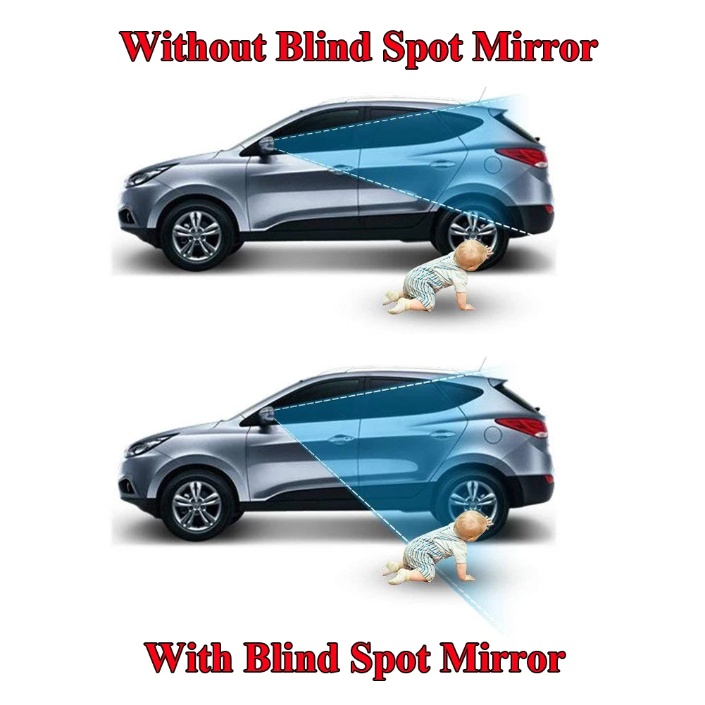 2X круглое зеркало для слепых зон HD Стекло без рамки выпуклое заднего вида 360 °