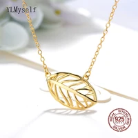 real 925 sterling silver choker necklace 4045cm chain big leaf design whitegold color ol fine jewelry