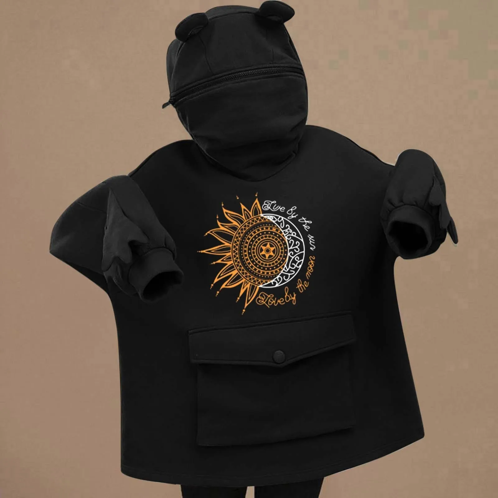 Sweetshirts Long Sleeve Hoodie Kawaii Cartoon Harajuku Frog-design Prints Hoodies Pockets Sweatshirt Pullover Tops Худи Оверсайз