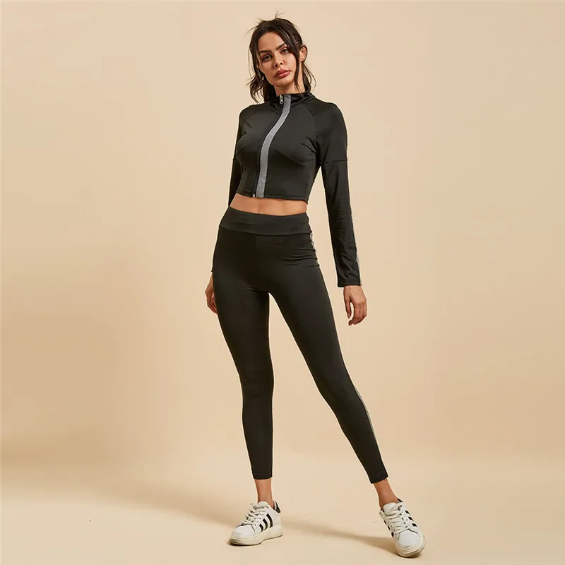 2019 осенние комплекты из 2 предметов Женские Длинные рукава на молнии и брюки