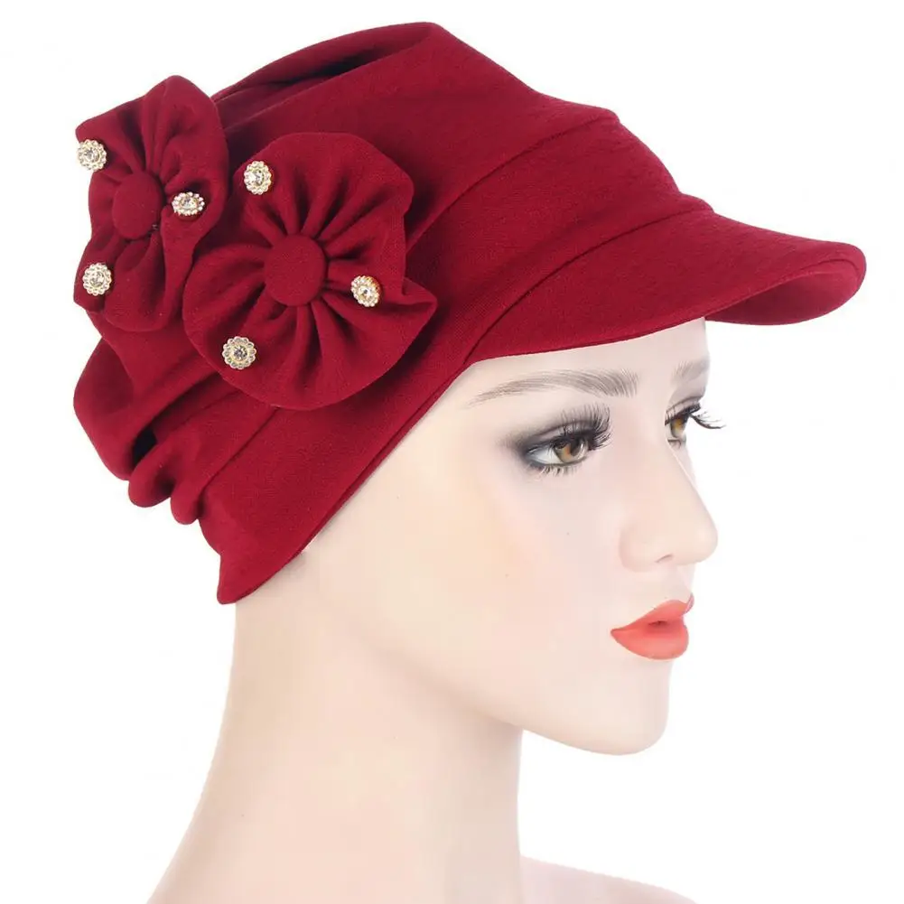 

Head Caps Elastic Breathable Polyester Women Headwear Flowers Caps for Holiday