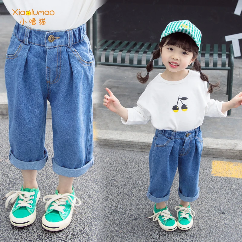 Джинсы для девочек джинсы детей штаны школьные брюки джинсовые маленьких одежда