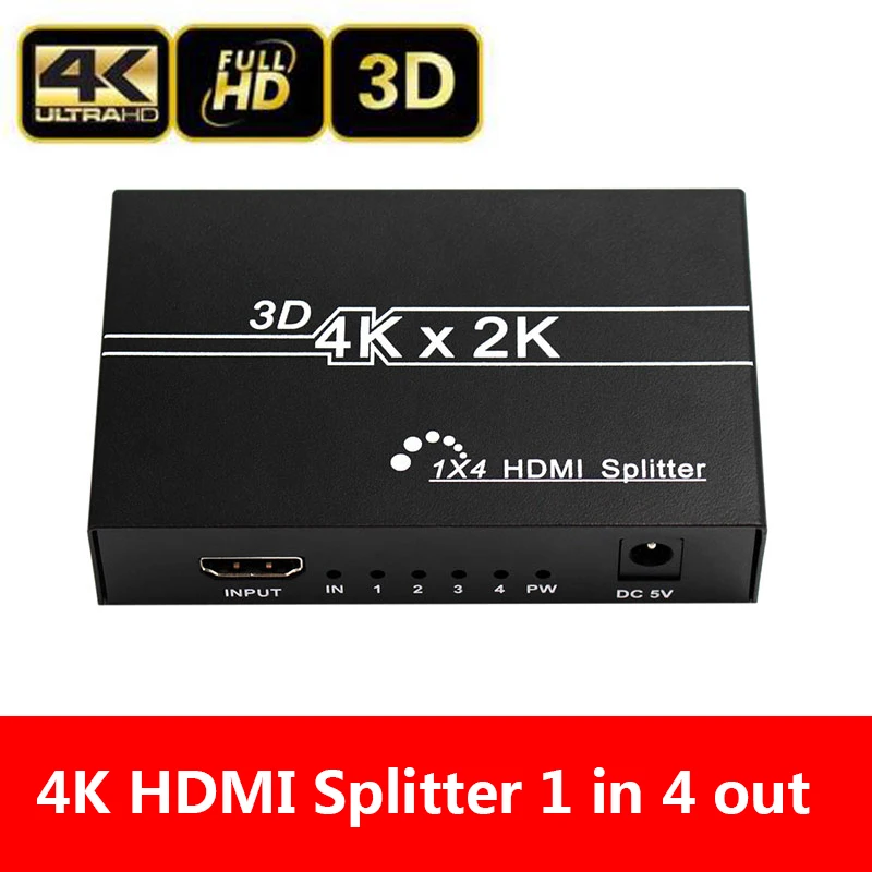 Разветвитель 4K HDMI 1x4 порт 3D UHD 1080p * 2K видео переключатель HD 1 вход 4 выхода