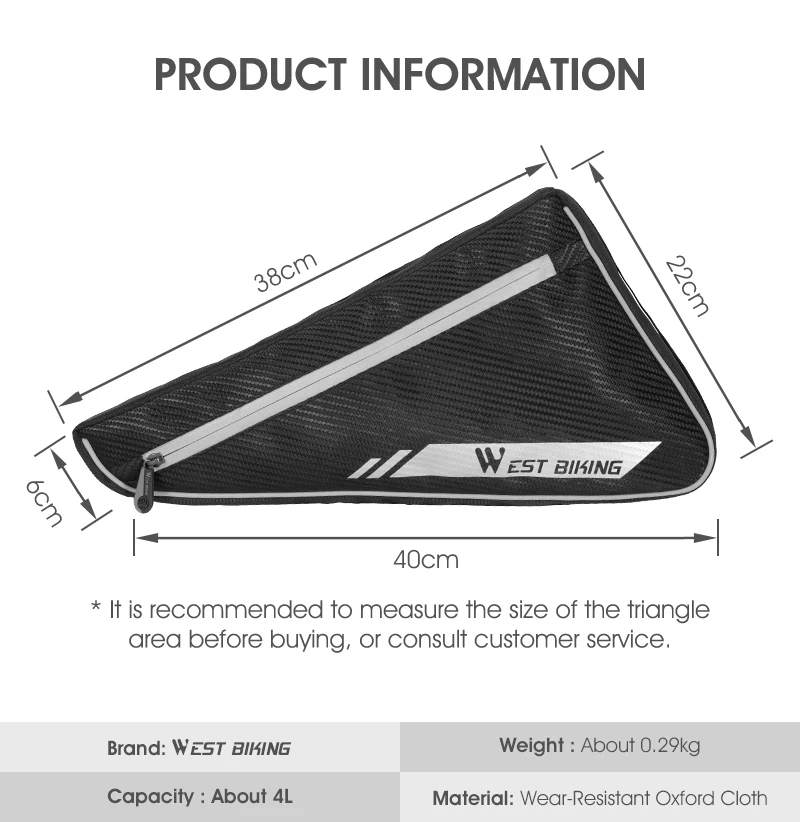 

2021 New Bicycle Triangle Bag Mountain Bike Large-capacity Front Beam Reflective Waterproof Bag Riding Equipment Bag