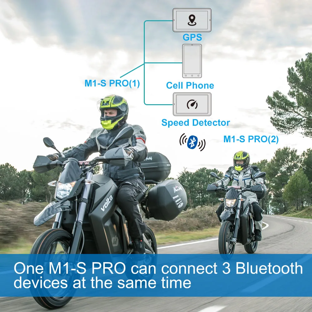 3 шт. Fodsports M1 S Pro мотоциклетная гарнитура шлем 8 Riders 2000m Group Talk 850mAH Moto Bluetooth