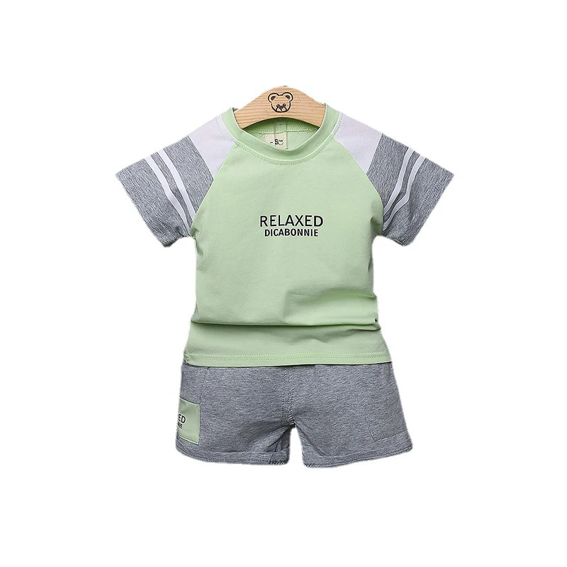 

New Summer Baby Boys Fashion Sportswear Toddler Girls Letter Print O-neck T-shirt +shorts Kids Casual Infant Clothing Sets