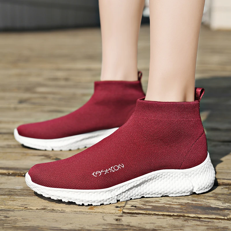 

Women Sock Sneskers Summer Sports Shoes Breathable Mesh Running Platform Sneakers Slip on Casual Walking Women Vulcanize Shoes