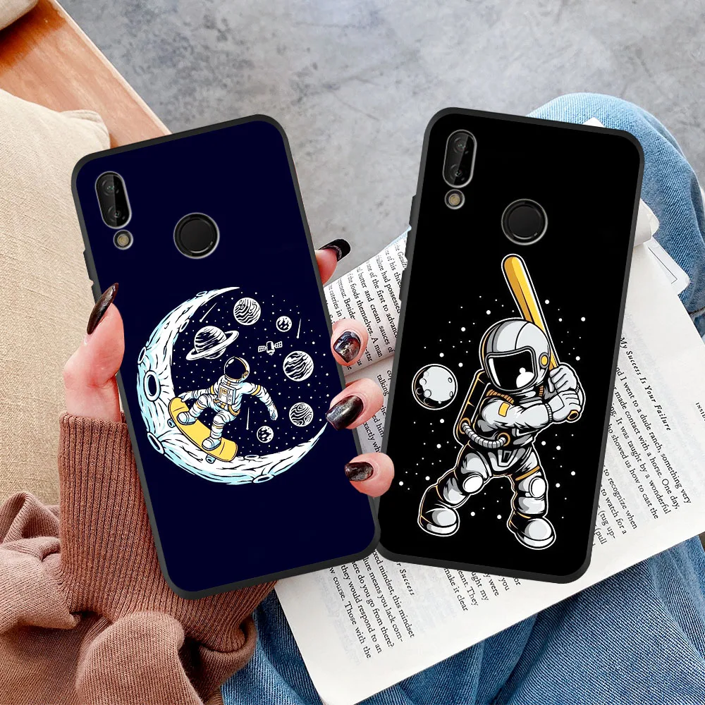 

Hot Cartoon Astronaut Space Planet Stars Moon Soft Phone Case For Huawei P10 P20 P30 P40 Lite Pro Mate 30 20 10 Lite Cover Coque